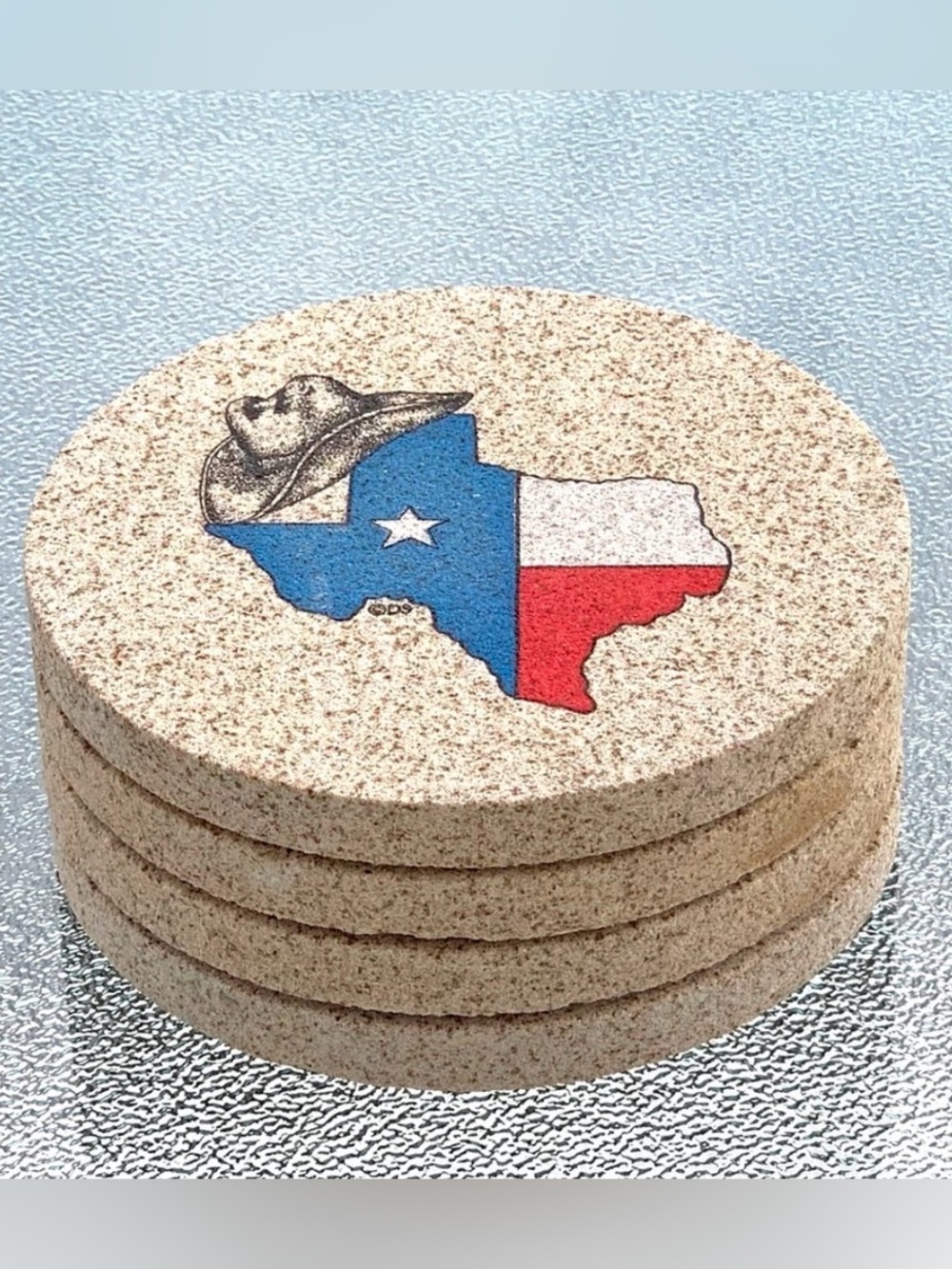 Thirstystone Stoneware Texas Map and Cowboy Hat Coasters ~ Set of 4